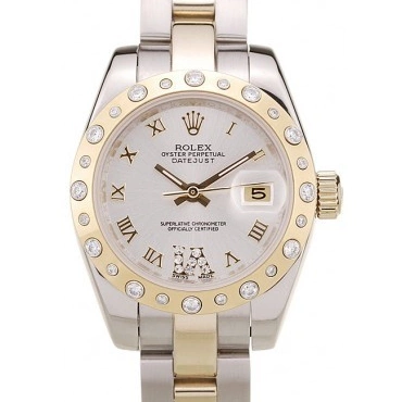 Aaa replica watch Dial Plated Diamond Case Stainless White Steel Rolex DateJust Brushed 0525